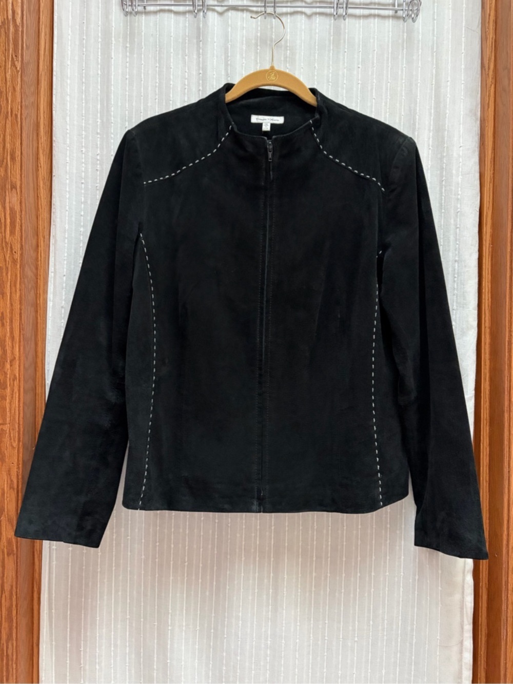 Yvonne Marie Women's Black 100% Suede Leather Zip Jacket - Size 14